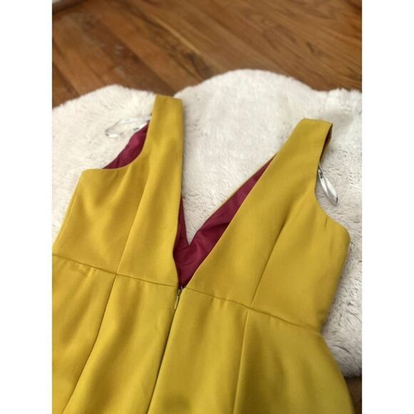 ASOS Mustard Yellow V-neck Tulip Teacup Dress Size 12 - Picture 4 of 9